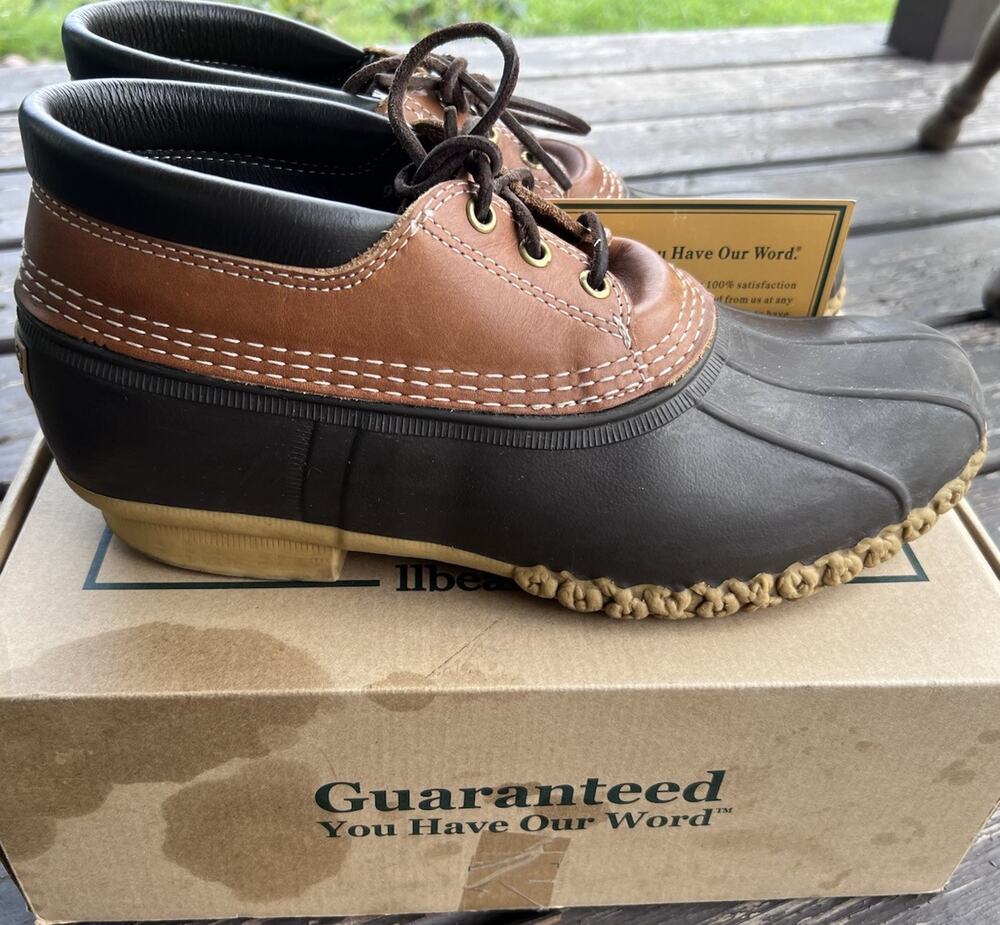 LL Bean BEAN BOOTS Duck Shoes Gumshoes 06009 Brown Mens 9 W Made in Maine USA
